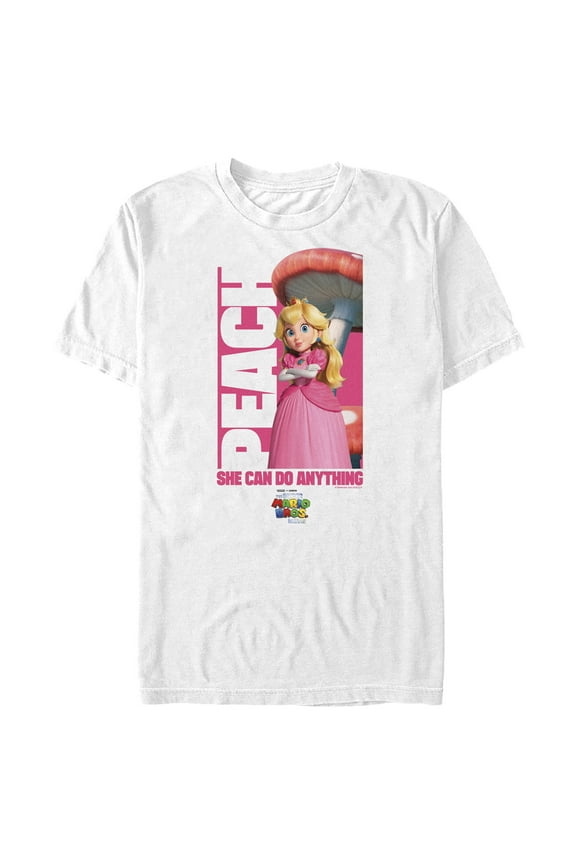 Men's The Super Mario Bros. Movie Peach She Can Do Anything Graphic Tee White X Large