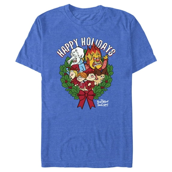 Men's The Year Without a Santa Claus Happy Holidays Graphic Tee Royal Blue Heather Large