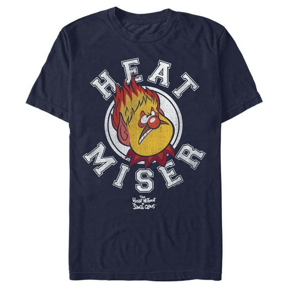 Men's The Year Without a Santa Claus Heat Miser Stamp Graphic Tee Navy Blue 3X Large
