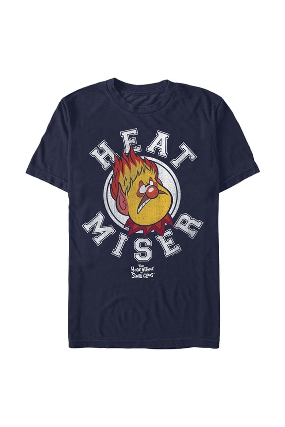 Men's The Year Without a Santa Claus Heat Miser Stamp Graphic Tee Navy Blue X Large