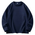 thumbnail image 1 of Men's Themal Sweater Soft Velvet Cotton Solid Crewneck Sweatshirts Fall Winter Pullover Long Sleeve Tops Loose Fit (M, Navy), 1 of 3