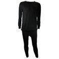 thumbnail image 1 of Men's Thermal Base Layer Long Johns Cotton Blend Top And Bottom Set (M, Black), 1 of 3