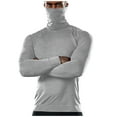 thumbnail image 1 of Men's Thermal Compression Shirts with Mask Long Sleeve Winter Sports Base Layer Top Fashion Active Running Shirt Light Gray M, 1 of 4