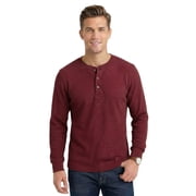Men's Thermal Cotton Waffle-Knit Long Sleeve Henley Shirt, Burgundy, Large, 1 Pack