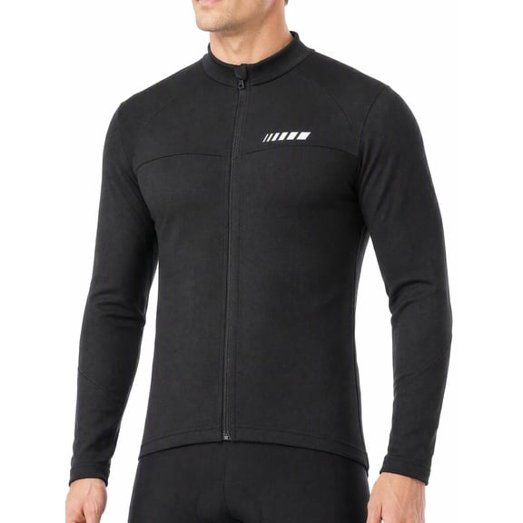 Qualidyne Men's Thermal Cycling Jersey Long Sleeve with 3 Rear Pockets Bike Fleece Jackets with Reflective Design for Cold Weather Cycling ,Running ,Hiking