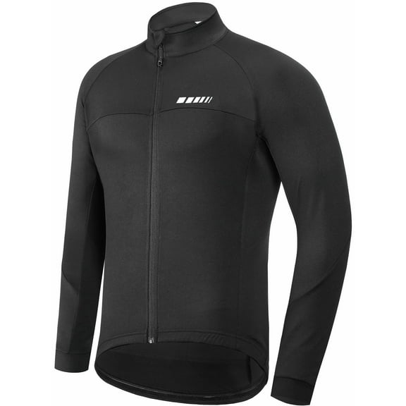 Leopatrix Men's Thermal Cycling Jersey Long Sleeve with 3 Rear Pockets Bike Fleece Jackets with Reflective Design for Cold Weather Cycling ,Running ,Hiking