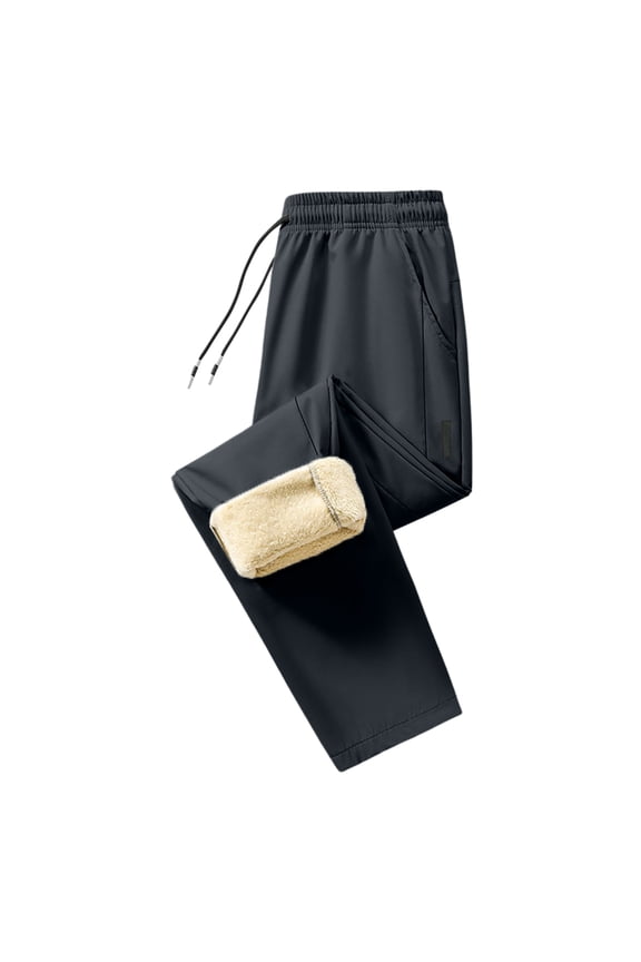 Men's Thermal Fleece Lined Sweatpants Drawstring Elastic Joggers Pants Active Thermal Jogger Winter Warm Track Pants Dark Gray S