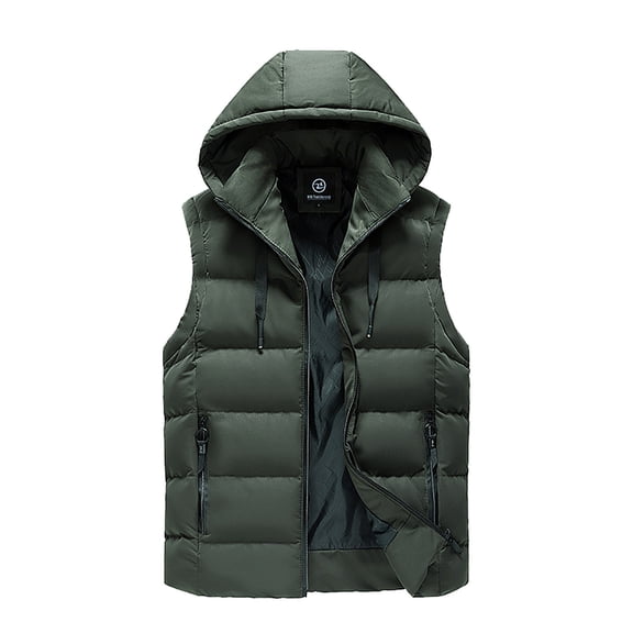 Men's Thermal Hooded Sleeveless Jacket Outdoor Casual Winter Zipper Vest Coat for Cold Weather