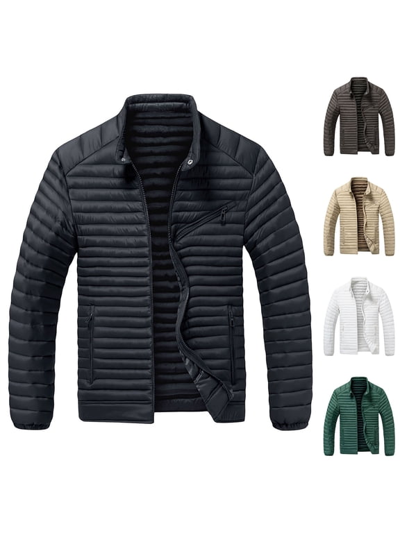 Men's Thermal Lightweight Packable Padded Jacket Waterproof Warm Winter Coat for Men Alternative Insulated Coat with Multi Zip Pockets for Skiing, Fishing