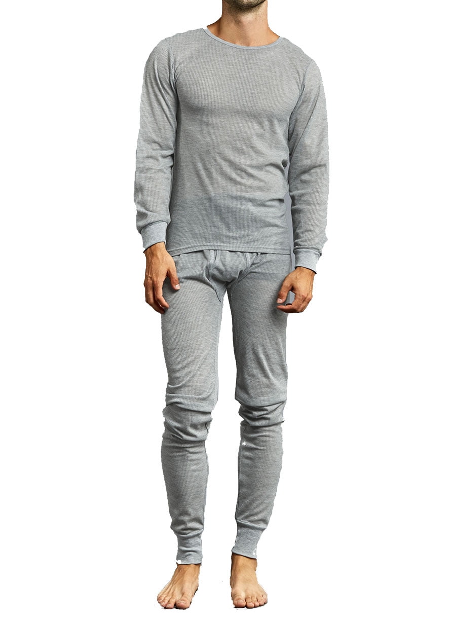 Men's Thermal Long Underwear Top Bottom Medium Weight Waffle Knit Warm