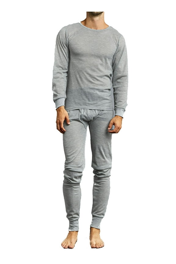 Men's Thermal Long Underwear Top Bottom Medium Weight Waffle Knit Warm Layering