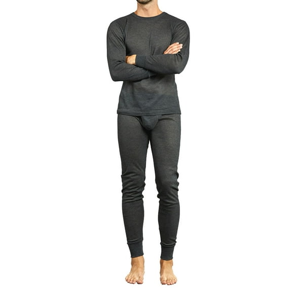 Men's Thermal Long Underwear Top Bottom Medium Weight Waffle Knit Warm Layering