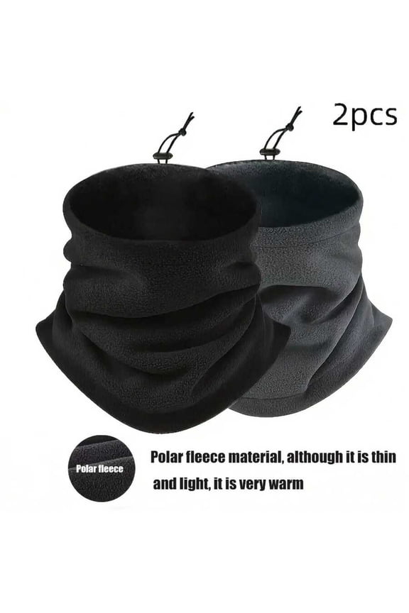 Mens Thermal Neck Warmer 2-Pack, Heavyweight Windproof Winter Face Mask with Soft Fleece Lining, Cold Weather Neck Gaiter for Skiing, Cycling, and Motorcycle Riding, Black and Gray