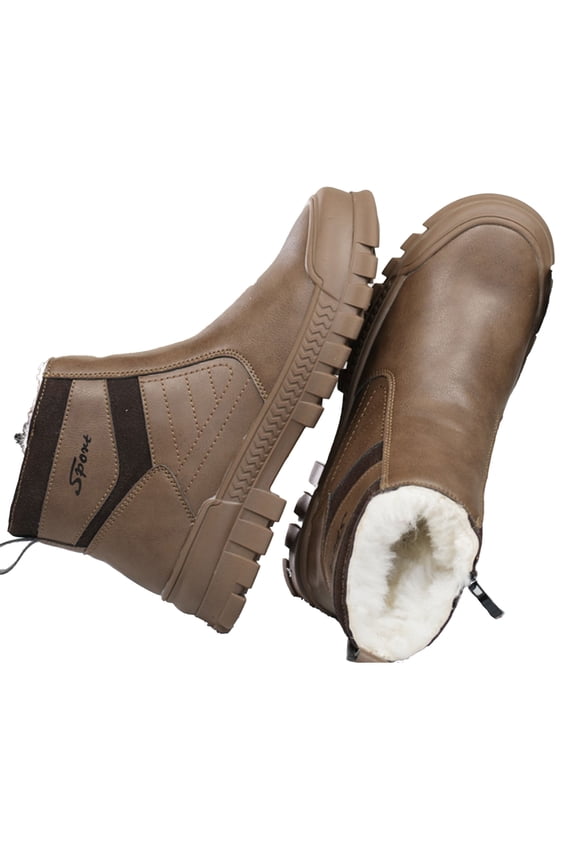 Men's Thermal Safety Boots, Steel Toe Winter Work Shoes Waterproof Anti-Slip, Pull-On with Zipper, Insulated Puncture-Resistant for Industrial Use