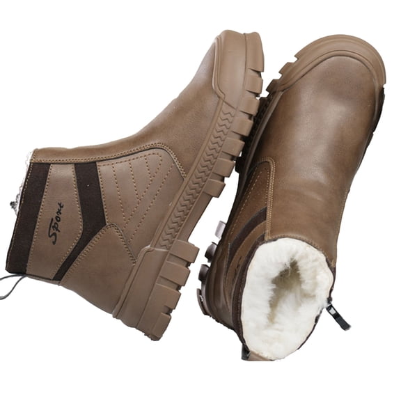 Men's Thermal Safety Boots, Steel Toe Winter Work Shoes Waterproof Anti-Slip, Pull-On with Zipper, Insulated Puncture-Resistant for Industrial Use