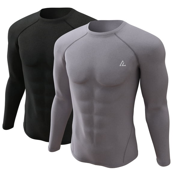 Men's Thermal Shirt 2/4 Pcs Fleece Lined Long Sleeve Tops Athletic Base Layer Cold Weather Gear Workout