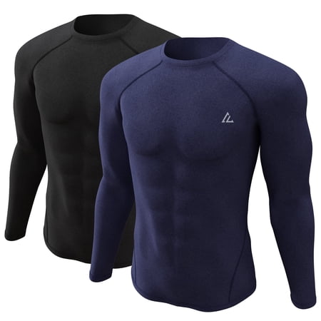 Men's Thermal Shirt 2/4 Pcs Fleece Lined Long Sleeve Tops Athletic Base Layer Cold Weather Gear Workout