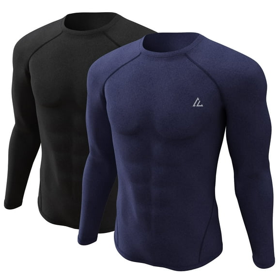 Men's Thermal Shirt 2/4 Pcs Fleece Lined Long Sleeve Tops Athletic Base Layer Cold Weather Gear Workout
