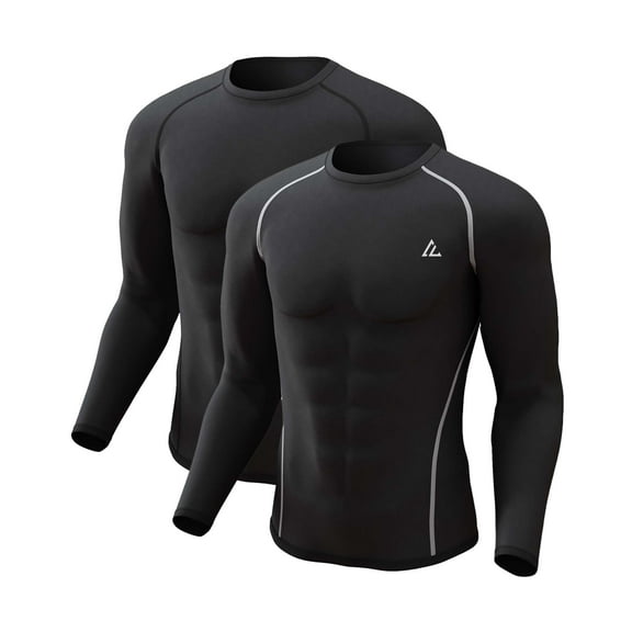 Men's Thermal Shirt 2/4 Pcs Fleece Lined Long Sleeve Tops Athletic Base Layer Cold Weather Gear Workout