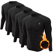 Men's Thermal Shirt 4 Pcs Fleece Lined Long Sleeve Tops Athletic Base Layer Cold Weather Gear Workout