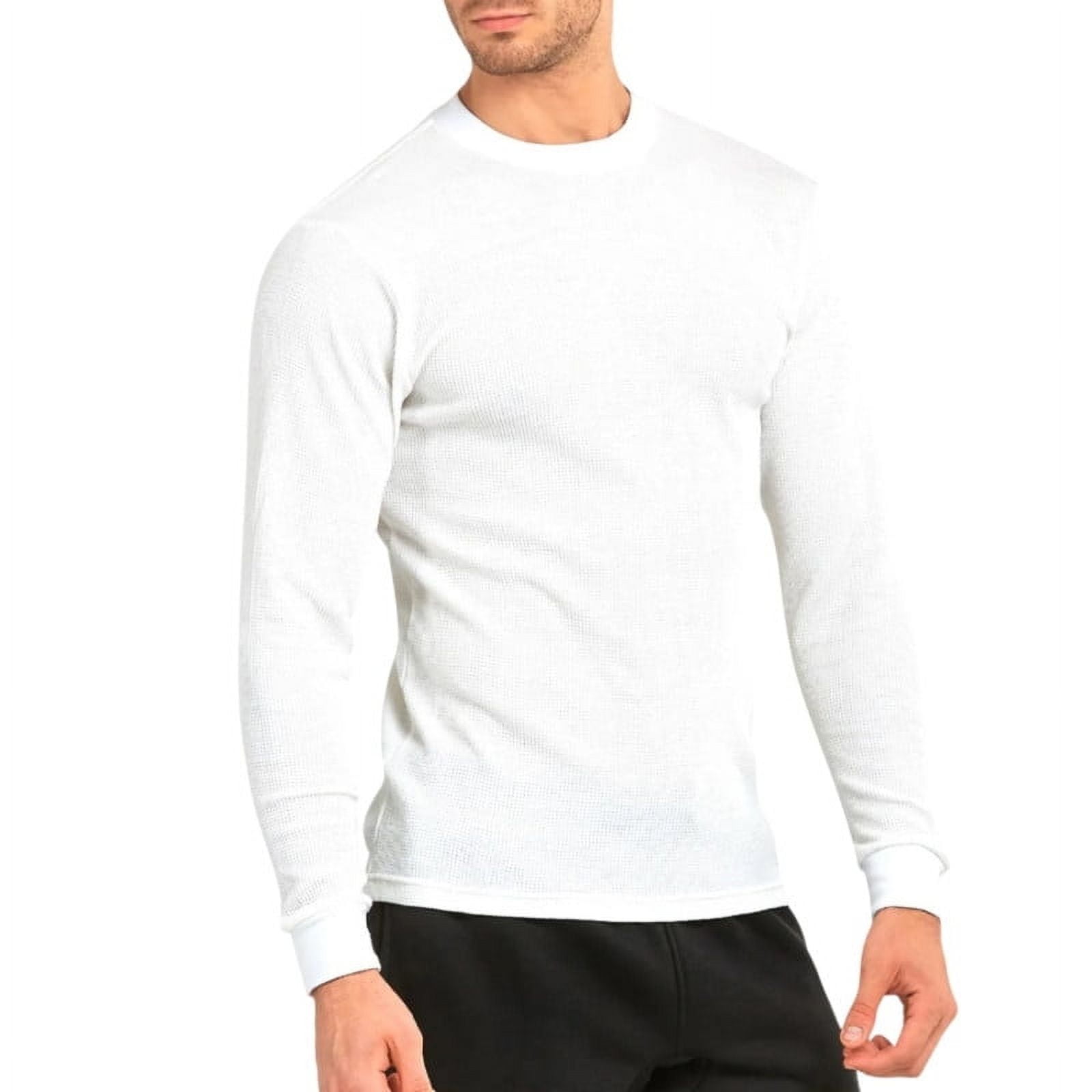 Men's Thermal Shirt Cotton Waffle-Knit Long Sleeve Crew Neck Thick Warm ...