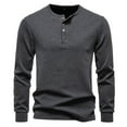 thumbnail image 1 of Men's Thermal Shirt Long Sleeve Quarter Button Crewneck Pullover Loungewear Black M, 1 of 8