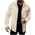 thumbnail image 1 of Men's Thermal Shirt Long Sleeve Solid Button Down Lapel Cardigan Tee with Pockets Khaki 2XL, 1 of 4
