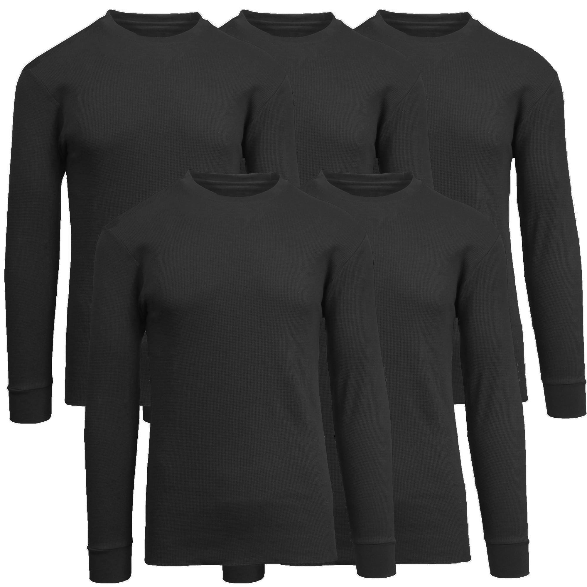 5-Pack Men's Thermal Shirts - Waffle Knit Henley & Crew Neck Styles ...