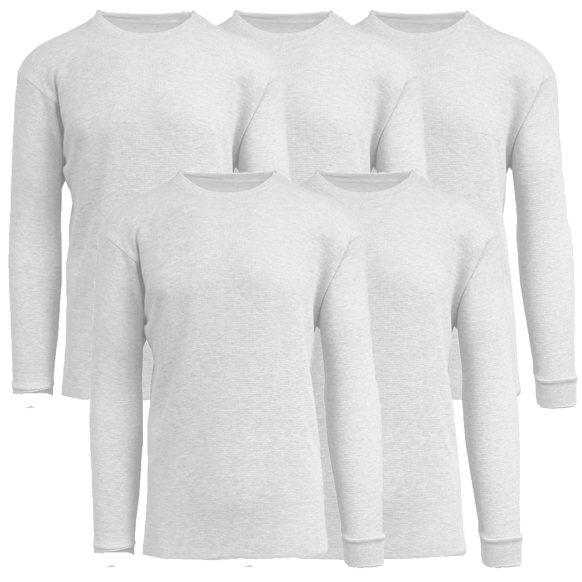 5-Pack Men's Thermal Shirts - Waffle Knit Henley & Crew Neck Styles ...