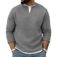 thumbnail image 1 of Men's Thermal Sweatshirt Two In One Long Sleeve Split Collar Solid Pullover Top Gray L, 1 of 6