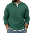 thumbnail image 1 of Men's Thermal Sweatshirt Two In One Long Sleeve Split Collar Solid Pullover Top Olive Green 2XL, 1 of 6