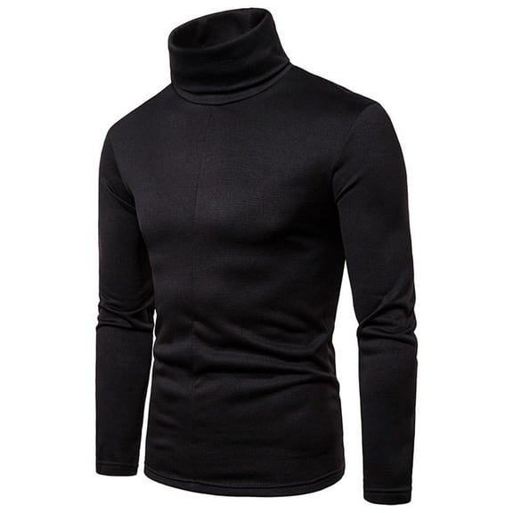 Men's Thermal Turtleneck Shirt Long Sleeve - Fleece Lined Warm Undershirt, Winter Pullover Sweater for Casual Work Wear (Black,L)‌