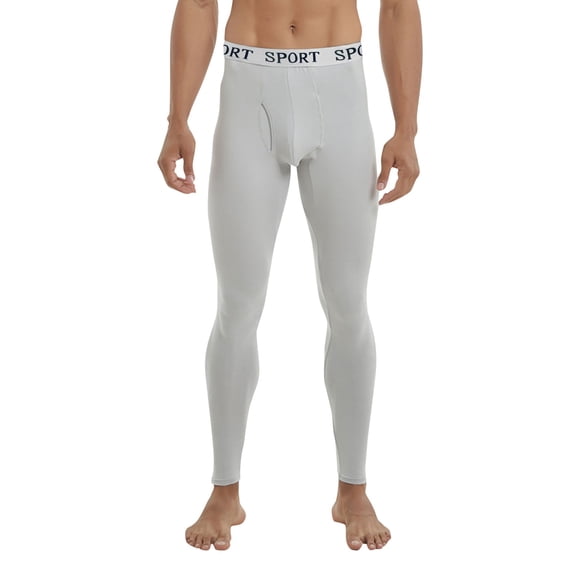 Men's Thermal Underwear Bottoms Winter Warm Thin Long Youth Slim Fit Mid Low Waist Casual Pants, XXXL, Grey