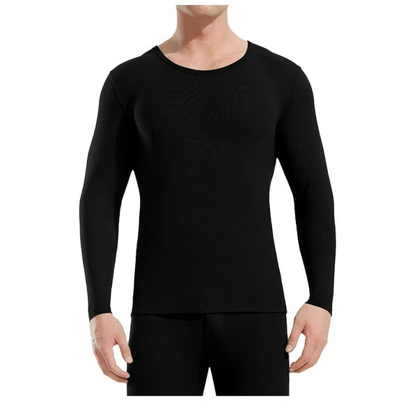Men's Thermal Underwear Round Neck T-Shirt Double Woolen Base Layer Thin Comfortable Autumn Coat Wear Mens Casual Crew Neck Basic Tees