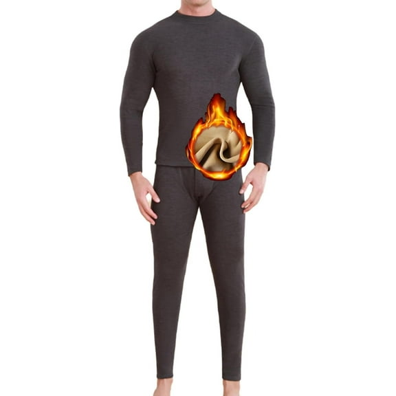 Men's Thermal Underwear Set, Long Johns Base Layer with Soft Fleece Lining, Top and Bottom