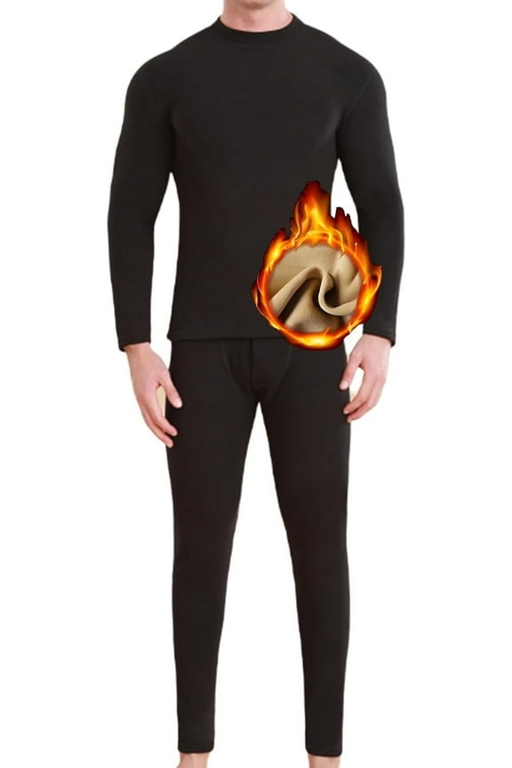 Men's Thermal Underwear Set, Long Johns Base Layer with Soft Fleece Lining, Top and Bottom