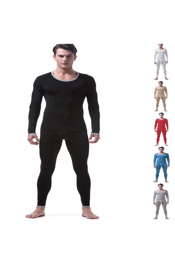 Men's Thermal Underwear Set Ultra Thin Ice Silk Long Sleeve Trousers Tight Pajamas Fashion Sexy Pantsuit
