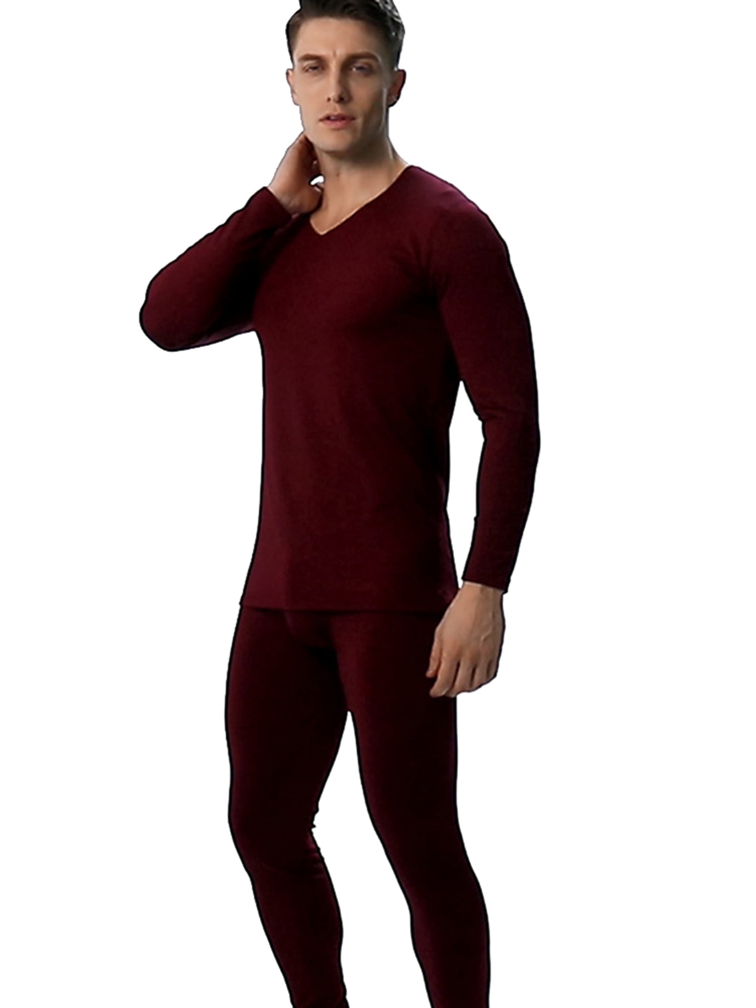 Men's Thermal Underwear Set With Fleece Lined Long Johns Warm Sleepwear
