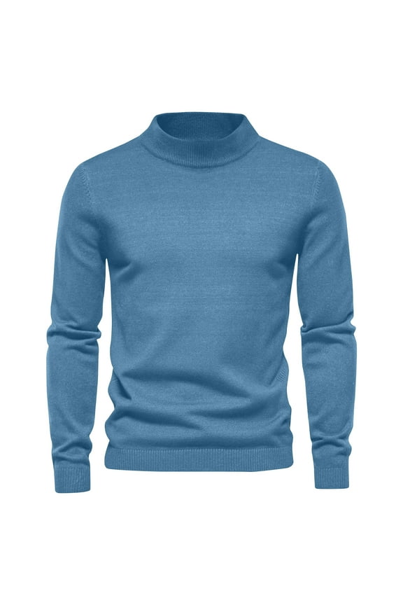 Men's Thermal Weave Sweater High Collar Winter Pullover Knit Breathable Design