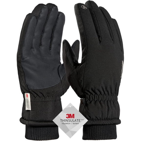 Men's Thermal Winter Gloves, -20°F Windproof & Waterproof with 3M Thinsulate, Touchscreen Compatible, Anti-Slip Grip for Work, Skiing, Motorcycle & Snowboarding
