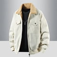 thumbnail image 1 of Men's Thick Corduroy Jackets, Winter Thermal Warm Fleece Lined Coat, Zip up Trucker Work Outwear Jacket Beige 3XL, 1 of 9