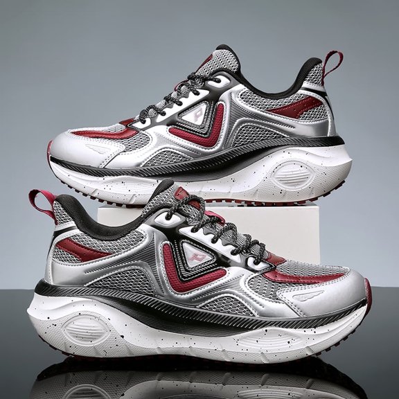 Men's Thick Cushion Running Shoes, Breathable Mesh Non-Slip Athletic Sneakers