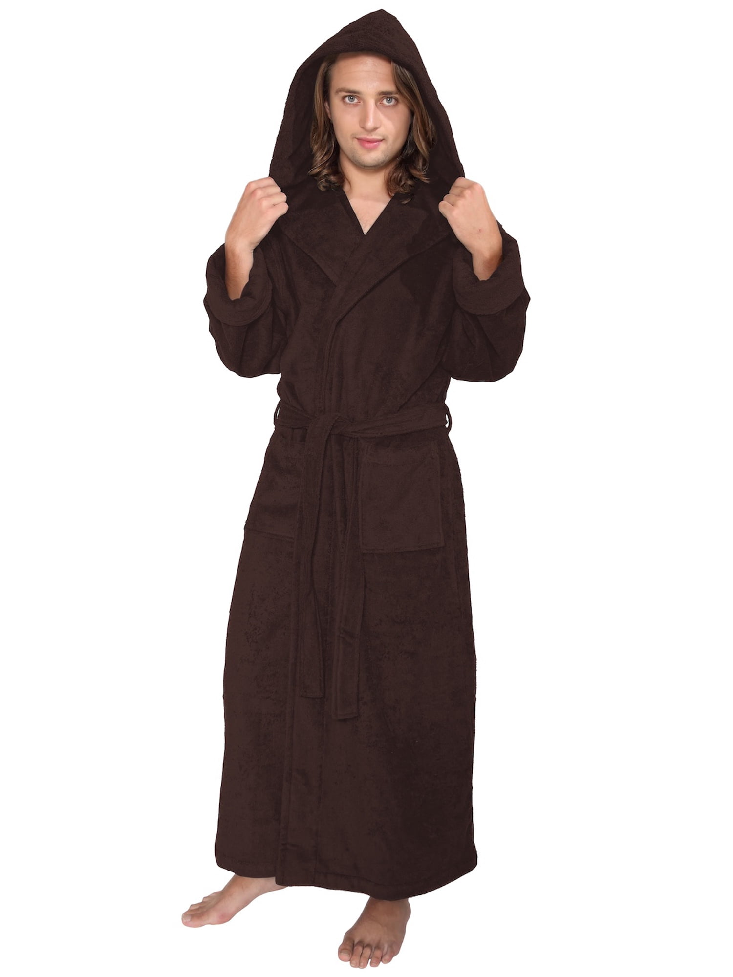 Men's Thick Full Ankle Length Hooded Turkish Cotton Bathrobe