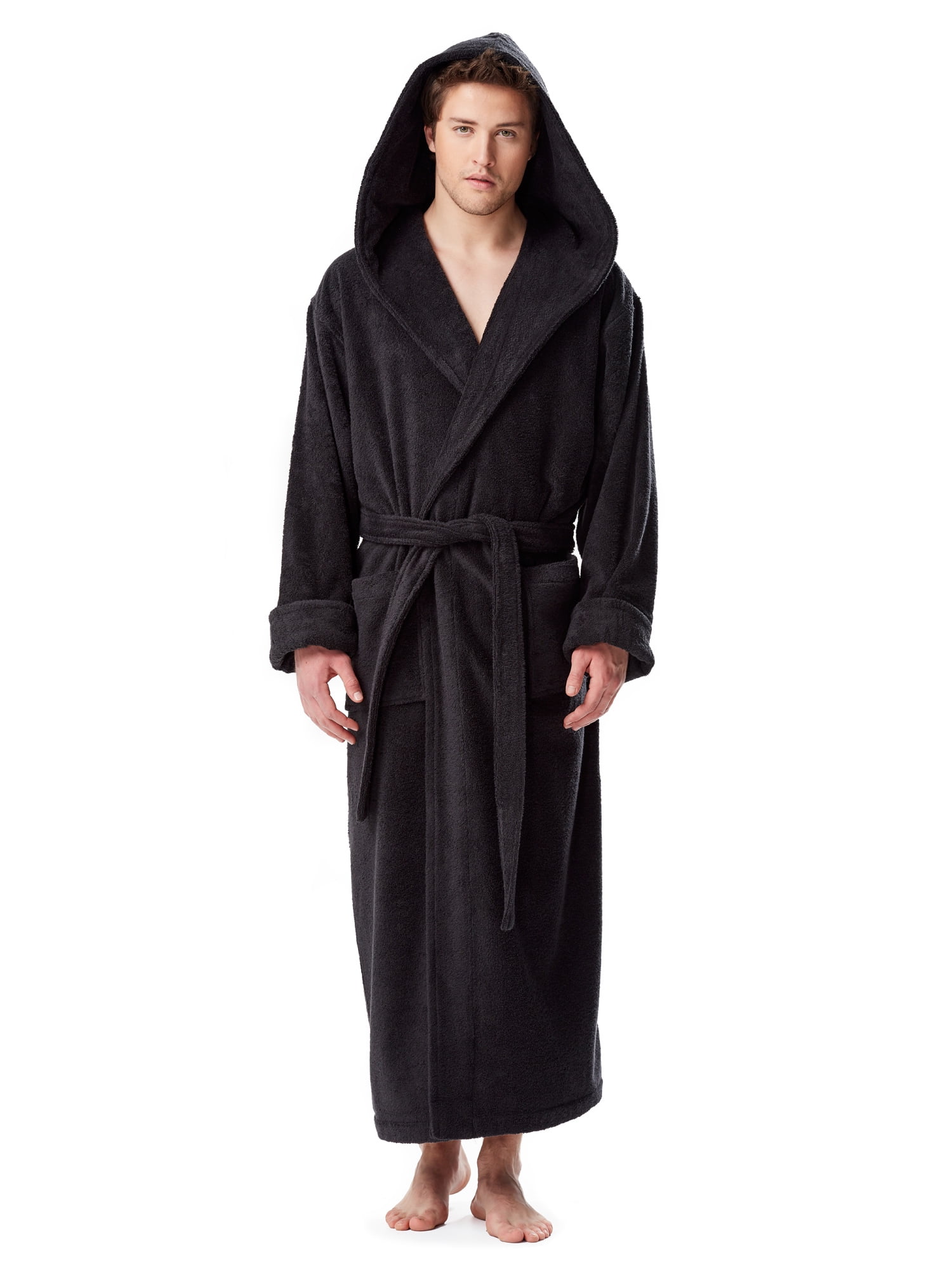 Men's Thick Full Ankle Length Hooded Turkish Cotton Bathrobe