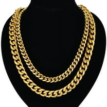 Men's Thick Gold Color Chains For Men 14K Yellow Gold Heavy Miami Cuban Link Chain Necklaces Male Hip Hop Jewelry D291