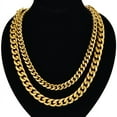 thumbnail image 1 of Men's Thick Gold Color Chains For Men 14K Yellow Gold Heavy Miami Cuban Link Chain Necklaces Male Hip Hop Jewelry W291, 1 of 6