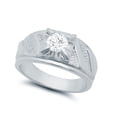 thumbnail image 1 of Men's Thick Rhodium Plated Brilliant Cut White CZ Solitaire Ring - Size 11, 1 of 7