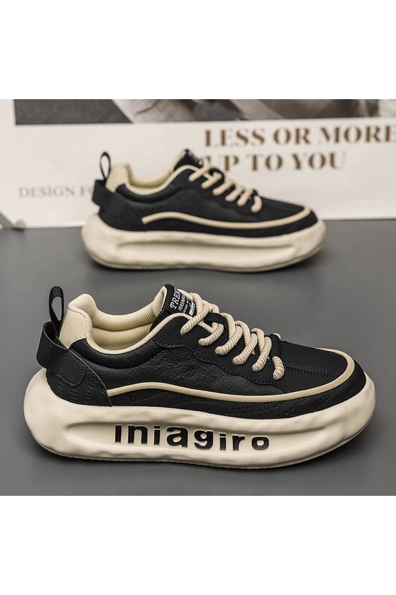 Men's Thick-Sole Height Increase Sneakers - Low-Top Round Toe Winter Raising Footwear with Upper & Non-Slip Rubber Sole for Outdoor, Casual, Sports (Elevation, Durable) - Autumn/Winter Seasonal Wear