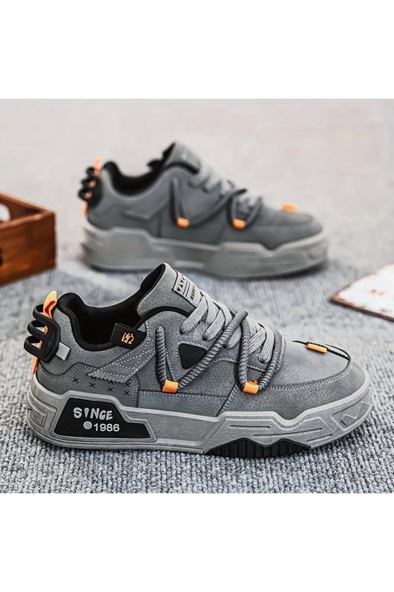 Men's Thick-Sole Platform Sneakers with Height Increase - Upper & Sole, Low-Top Round Toe for - Outdoor Hiking, Gym, Casual Wear - Comfortable Lift Suitable for Work, Sports, Daily Use