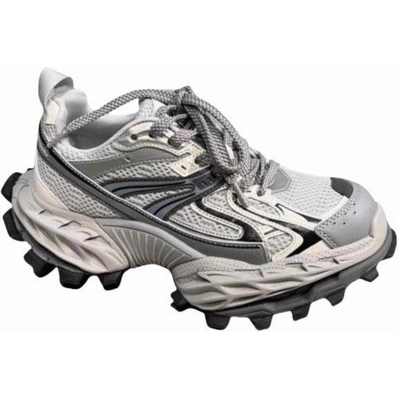 Men's Thick-Sole Sneakers - Breathable Mesh fabric Upper with Anti-Slip Outsole for All-Day Comfort